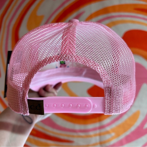 CC Beanie Light Pink Trucker Hat with Custom Embroidery “Pool Hair Don’t Care” - Picture 4 of 7